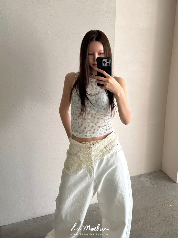 小碎花微透背心